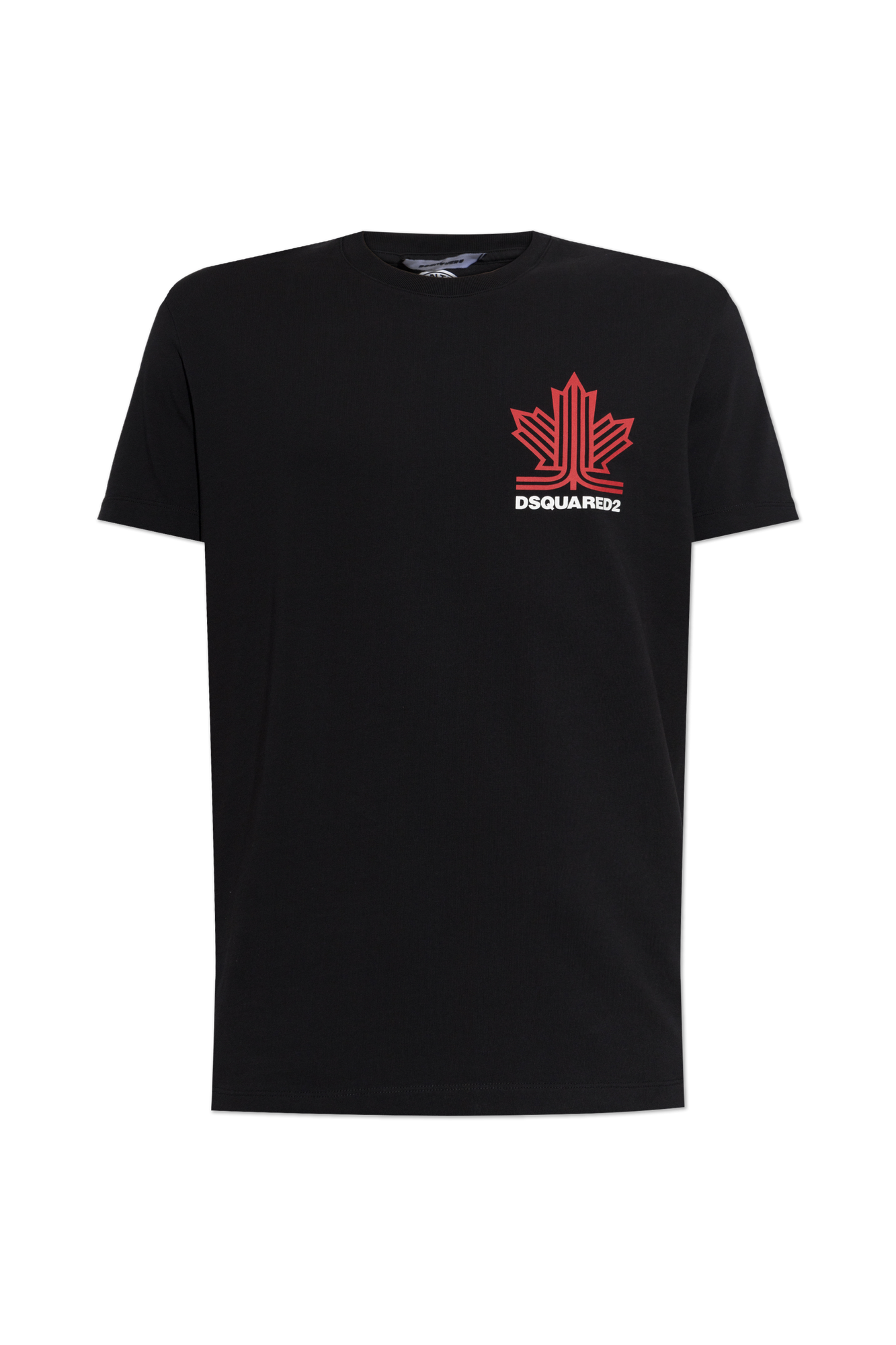 DSQUARED2 メープルリーフLOGOブラックTシャツ SIZE M Dsquared2 Black Cotton T-Shirt with Maple Leaf Logo | Men's | Vitkac